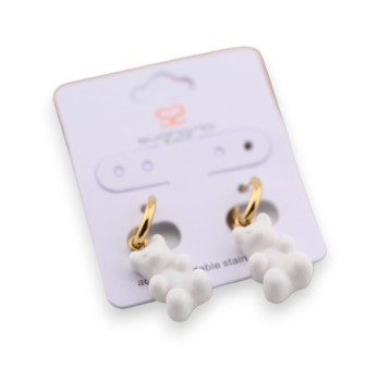 Boucle d'oreille acier nounours bonbon banc