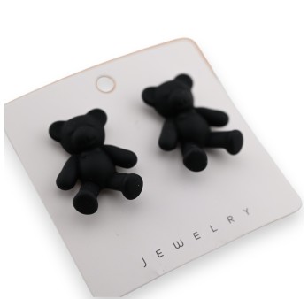 Boucle d'oreille nounours noir