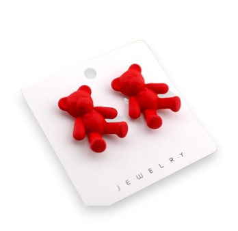 Boucle d'oreille nounours rouge
