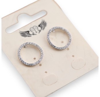 Boucle d'oreille fantaisie cercle strass argenté
