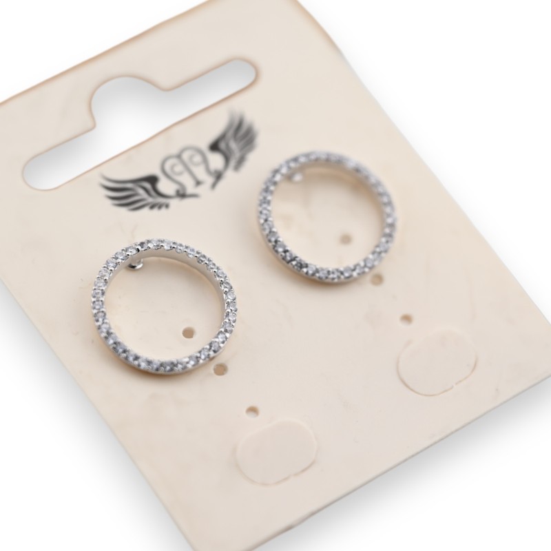 Boucle d'oreille fantaisie cercle strass argenté