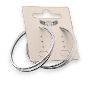Boucle d'oreille créole double acier argenté