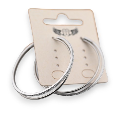 Boucle d'oreille créole double acier argenté
