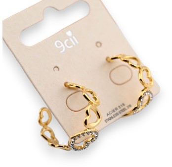 Boucle d'oreille créole acier doré coeur