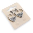 Boucle d'oreille fantaisie argentée coeur mi strass blanc