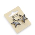 Boucle d'oreille métal gris foncé étoile strass