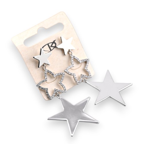 Boucle d'oreille fantaisie argentée 3 étoiles