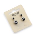 Boucle d'oreille fantaisie argentée étoile pierre noire
