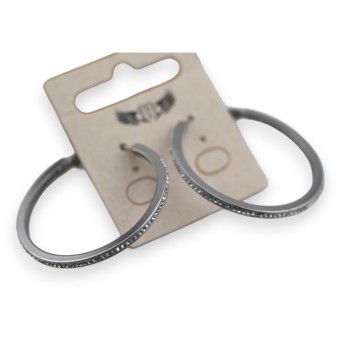 Boucle d'oreille acier argenté créole strass fin