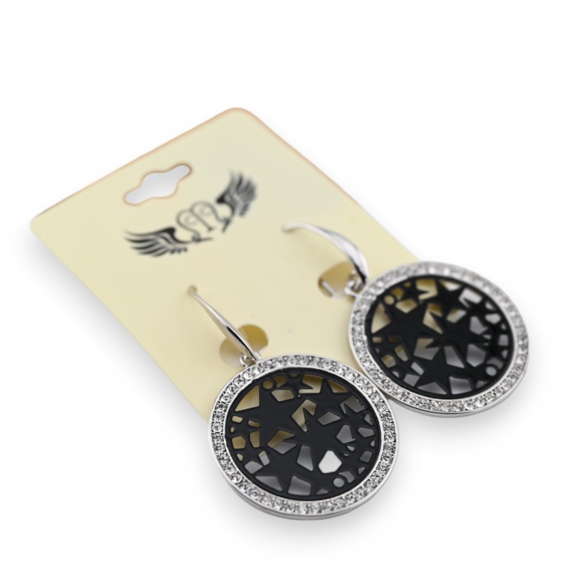 Boucle d'oreille fantaisie argentée étoiles noires