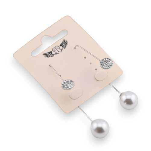Boucle d'oreille fantaisie argenté pendante perle écru