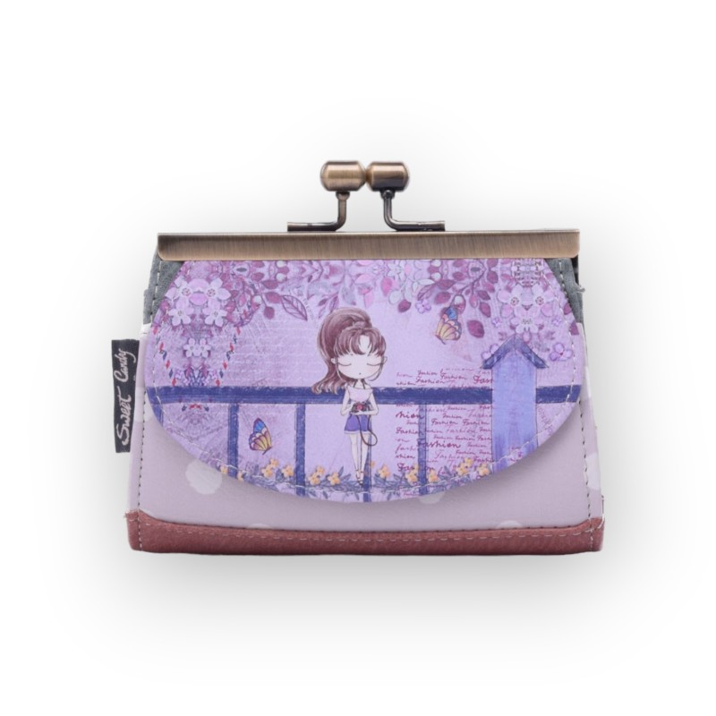 Porte-monnaie tons violet à fermoirs métal Sweet & Candy