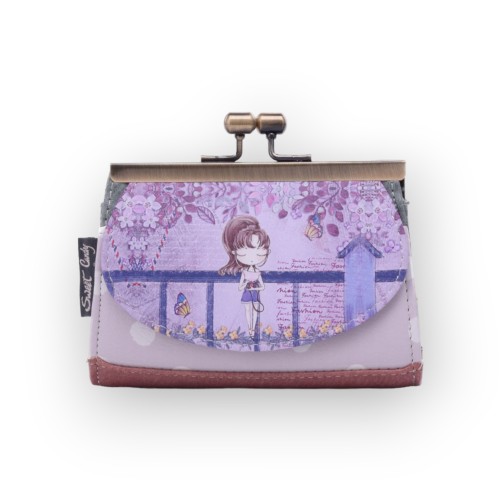 Porte-monnaie tons violet à fermoirs métal Sweet & Candy