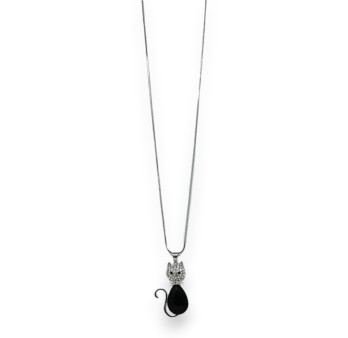 Collier fantaisie chat noir brillant
