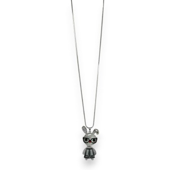 Collier fantaisie lapin lunette strass