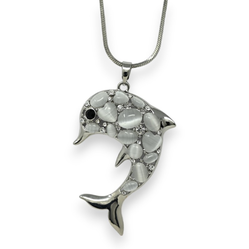 Collier fantaisie dauphin pierre grise