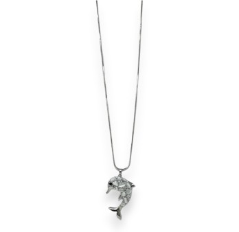 Collier fantaisie dauphin pierre grise