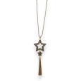 Collier fantaisie double étoiles dorées noires pompon métallisé