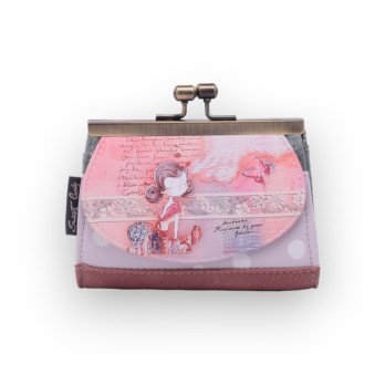 Porte-monnaie à fermoirs métal ton rose Sweet & Candy