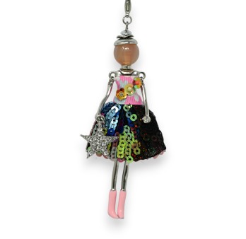 Collier fantaisie long poupée mode multicolore