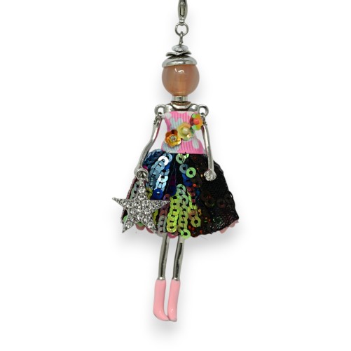 Collier fantaisie long poupée mode multicolore