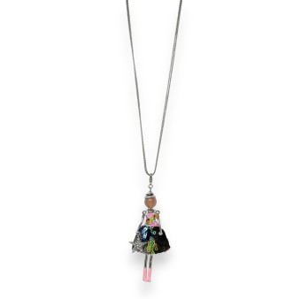 Collier fantaisie long poupée mode multicolore