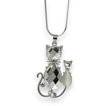 Collier fantaisie long chat et son bébé