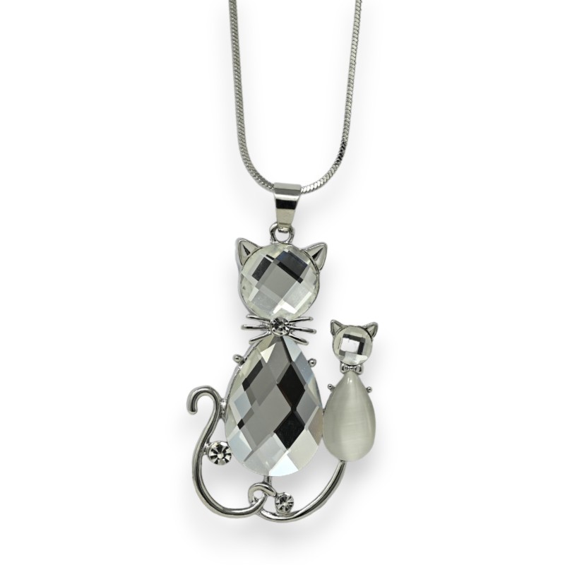 Collier fantaisie long chat et son bébé