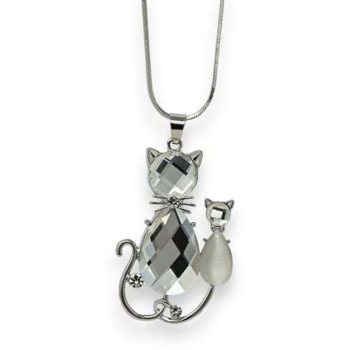 Collier fantaisie long chat et son bébé
