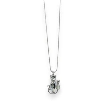 Collier fantaisie long chat et son bébé