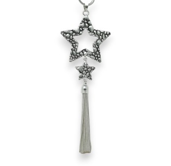 Collier fantaisie long argenté étoile filante