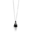 Collier fantaisie argenté long poupée robe noire