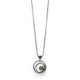 Collier fantaisie métal gris médaillon créa nacre