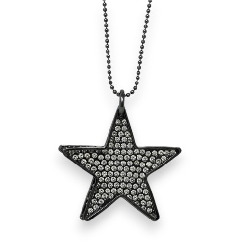 Collier fantaisie métal gris foncé étoile double strass