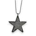 Collier fantaisie métal gris foncé étoile double strass
