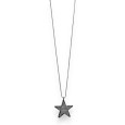 Collier fantaisie métal gris foncé étoile double strass