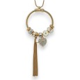 Collier fantaisie long doré charms blancs