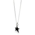 Collier fantaisie long argenté brossé étoile grise relief asymétrique