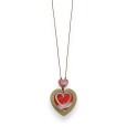 Collier fantaisie long coeur corail