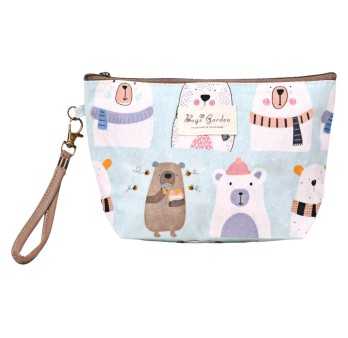 Pochette trousse maquillage ours bleu