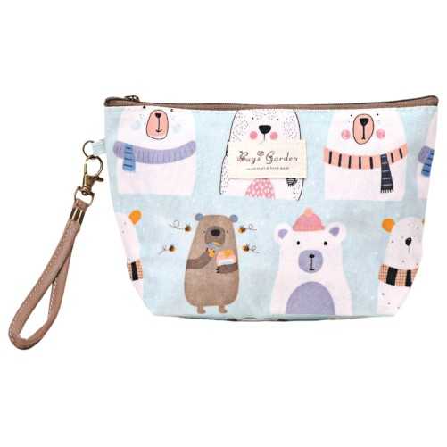 Pochette trousse maquillage ours bleu