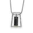 Collier fantaisie long argenté forme géométrie strass