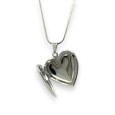 Collier fantaisie argenté médaillon coeur qui s'ouvre