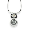 Collier fantaisie double médaillon géométrie noir et gris