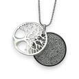 Collier fantaisie long argenté arbre de vie brillant