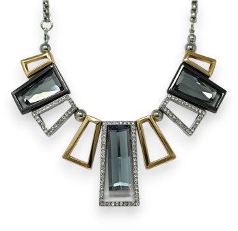 Collier fantaisie argenté et doré habillé