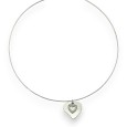 Collier fantaisie ras de cou argenté coeur double