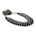 Collier fantaisie ras de cou noir et argenté habillé