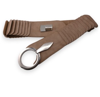 Ceinture synthétique élastique accordéon Taupe Foncé