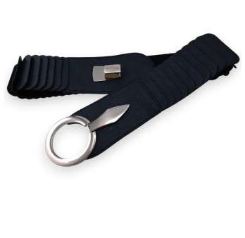 Ceinture synthétique élastique accordéon Bleu marine
